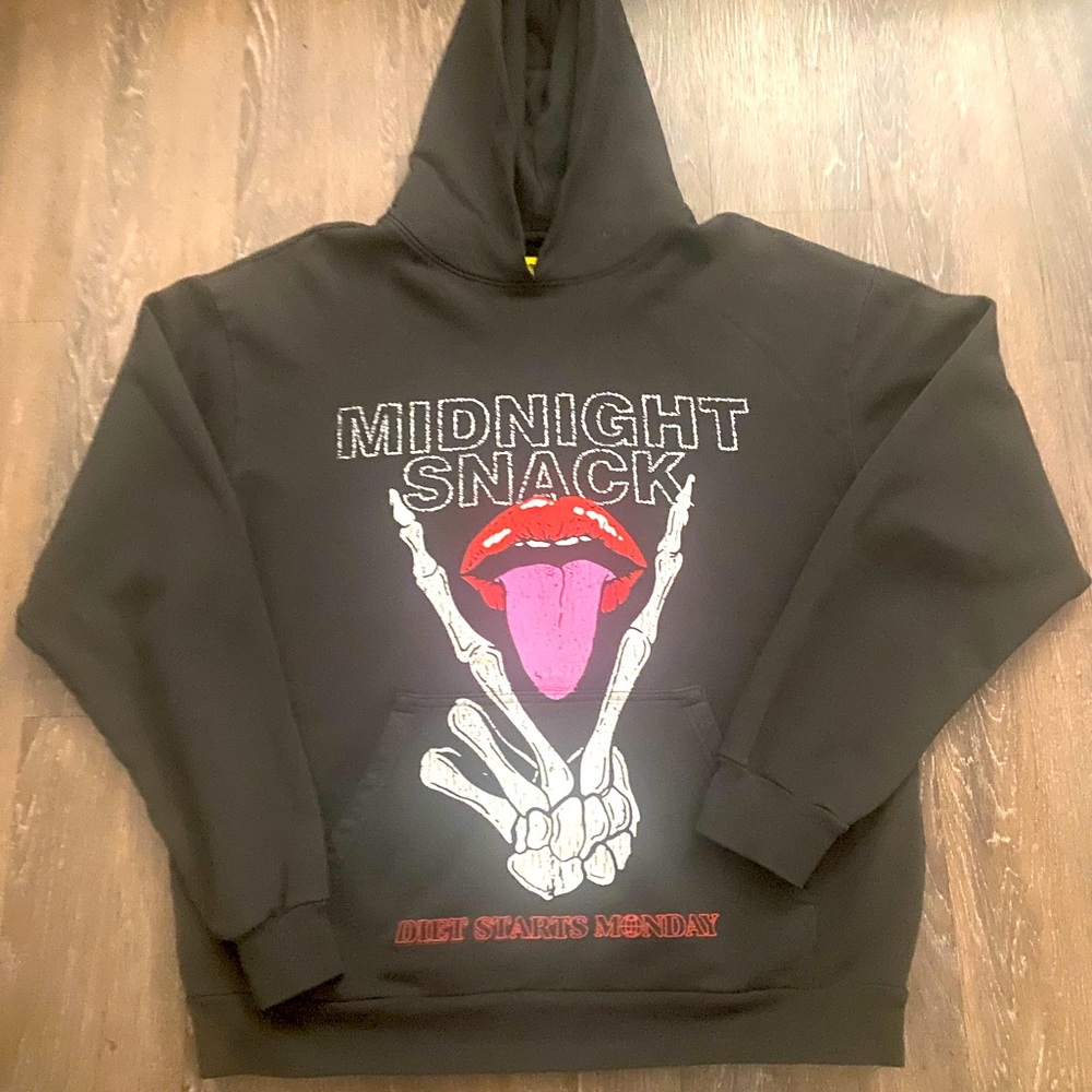 “Diet starts Monday” 100% cotton mens heavyweight hoodie oversize silkscreen